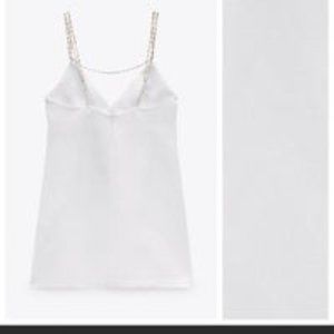 NWT Zara White Linen Jewel Strap Mini Dress